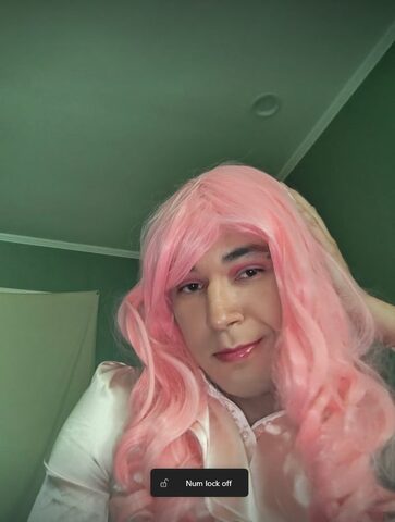 Satin wearing sissy bimbo exposed